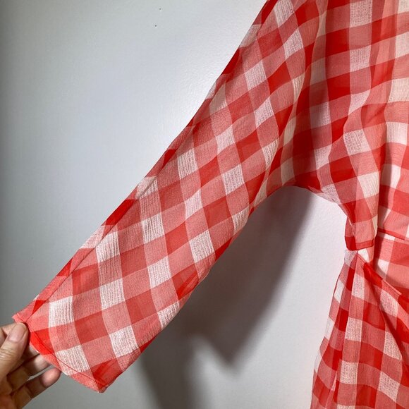 Womens Lovers & Friends Seth Gingham Mini Dress Lined Red White S NWT - Picture 4 of 10
